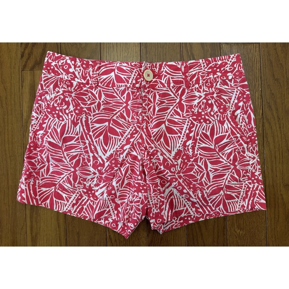 Lilly Pulitzer Callahan Short Magenta Pink and White Size 2 100% Cotton Tropical